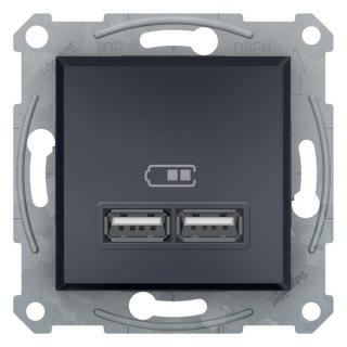 Asfora 2xUSB nabíjecí konektor 2.1A, antracit SCHNEIDER EPH2700271 (SCHNEIDER EPH2700271)