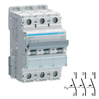 HAGER NDN340 Jistič 3 pól. 40A, charakteristika D, 10 kA (HAGER NDN340)