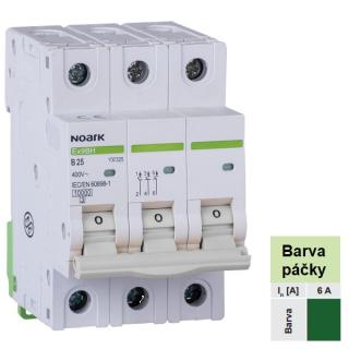 Noark 100409 Ex9BH 3P C6 Instalační jistič 10 kA, charakteristika C, 6 A, 3pól (Ex9BH 3P C6)