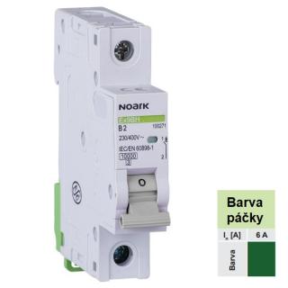 Noark 100454 Ex9BH 1P D6 Instalační jistič 10 kA, charakteristika D, 6 A, 1pól (Ex9BH 1P D6)