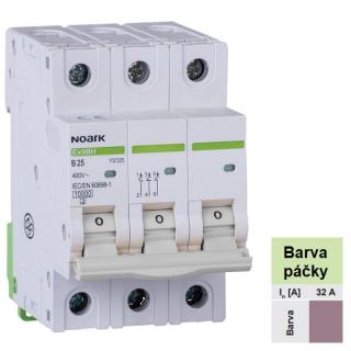 Noark 100506 Ex9BH 3P D32 Instalační jistič 10 kA, charakteristika D, 32 A, 3pól (Ex9BH 3P D32)