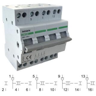 Noark 113932 Ex9BT3G 4CO 40A EU Skupinový přepínač (I-0-II), 4CO, 40A (Noark 113932)