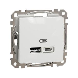 SCHNEIDER SDD111402 SEDNA Nabíječka dvojitá USB A+C 2.4A, bílá (Schneider SDD111402)