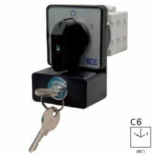 SEZ S16 JZ 9151 C6 Vestavný vačkový spínač, uzamykatelný klíčem, reverzační přepínač 16A, 1-0-2 (SEZ S16 JZ 9151 C6)