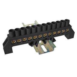 Tracon NPE-BK8-12 Můstek na neutrální a ochranné vodiče (N/PE), černý 230/400VAC, 100A, 8×12mm, 12P, IP20 (Tracon NPE-BK8-12)