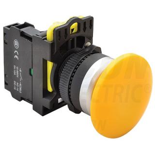 Tracon NYG3-MY Hřibové tlačítko, žluté 1×NO, 5A/230V AC-15, 40mm, IP65 (Tracon NYG3-MY)