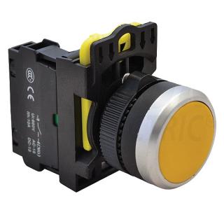Tracon NYK3-HY Vystouplý tlačítkový spínač žlutý 1×NO, 5A/230V AC-15, IP42 (Tracon NYK3-HY)