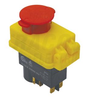 Tracon SSTM-015 Bezpečnostní tlačítko s hřibovou ovládací hlavicí 5PIN, 230 VAC, 12A/AC3, IP54, 6,3×0,8 (Tracon SSTM-015)