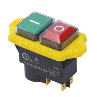 Tracon SSTM-04 Bezpečnostní tlačítko,miniaturní,upev.šroubováním,žlutý rám 4PIN, 230VAC, 12A/AC3, IP54, 6,3×0,8 (Tracon SSTM-04)
