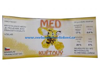 Etiketa MED květový Včelka (Samolepka na sklenice)