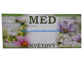 Samolepící etiketa MED květový (Samolepka na sklenice)
