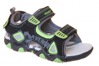 PEDDY PQ-512-36-08 černá/zelená, dětské sandály vel.30