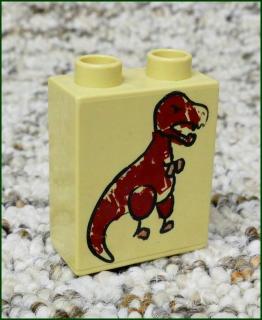 Lego® Duplo® Kostka 1x2x2 Béžová - Kresba Dinosaura (Lego® Duplo®)