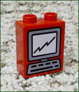 Lego® Duplo® Kostka 1x2x2 Červená - Počítač (Lego® Duplo®)