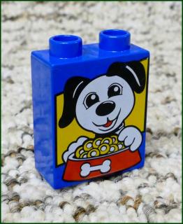 Lego® Duplo® Kostka 1x2x2 Modrá - Pejsek (Lego® Duplo®)