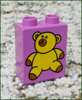 Lego® Duplo® Kostka 1x2x2 Růžová - Medvídek (Lego® Duplo®)
