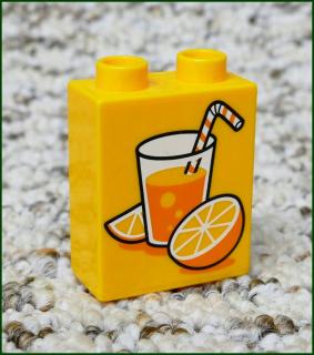 Lego® Duplo® Kostka 1x2x2 Světle Oranžová - Pomeranč se Sklenicí (Lego® Duplo®)