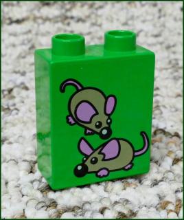 Lego® Duplo® Kostka 1x2x2 Světle Zelená - Myšky (Lego® Duplo®)