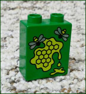 Lego® Duplo® Kostka 1x2x2 Tm. Zelená - Včelí Plástve (Lego® Duplo®)