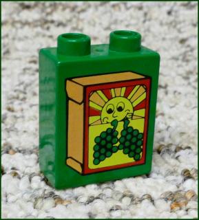 Lego® Duplo® Kostka 1x2x2 Tmavě Zelená - Hrozny a Sluníčko (Lego® Duplo®)