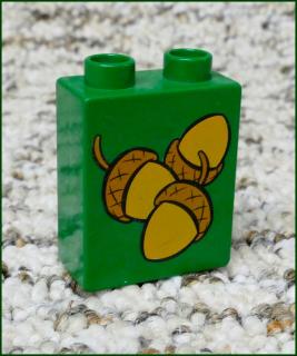 Lego® Duplo® Kostka 1x2x2 Tmavě Zelená - Žaludy (Lego® Duplo®)