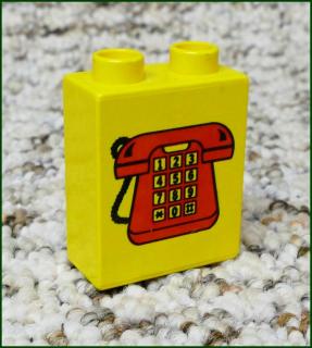 Lego® Duplo® Kostka 1x2x2 Žlutá - Červený Telefon (Lego® Duplo®)