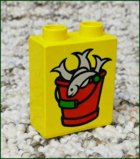Lego® Duplo® Kostka 1x2x2 Žlutá - Kbelík s Rybami (Lego® Duplo®)
