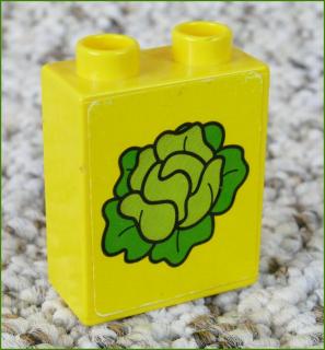 Lego® Duplo® Kostka 1x2x2 Žlutá - Salát (Nálepka) (Lego® Duplo®)