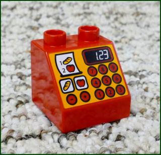 Lego® Duplo® Kostka 2x2 Červená Zkosená - Oranžová Pokladna s Ovocem (Lego® Duplo®)