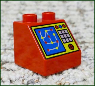 Lego® Duplo® Kostka 2x2 Červená Zkosená - Počítač a Tlačítka (Lego® Duplo®)