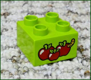 Lego® Duplo® Kostka 2x2 Limetka - Jablíčka a Červ (Lego® Duplo®)
