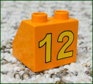Lego® Duplo® Kostka 2x2 Oranžová Zkosená - Číslo 12 (Lego® Duplo®)