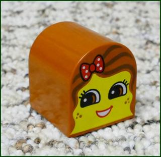 Lego® Duplo® Kostka 2x2 Půlkulatá Hnědá - Obličej Dívka (Lego® Duplo®)