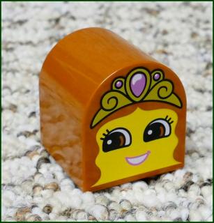 Lego® Duplo® Kostka 2x2 Půlkulatá Hnědá - Obličej Dívka s Korunou (Lego® Duplo®)