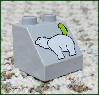 Lego® Duplo® Kostka 2x2 Šedá Zkosená - Lední Medvěd / Grónsko (Lego® Duplo®)
