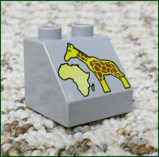 Lego® Duplo® Kostka 2x2 Šedá Zkosená - Žirafa / Afrika (Lego® Duplo®)