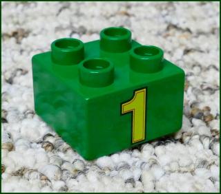 Lego® Duplo® Kostka 2x2 Zelená - Žlutá Jednička (Lego® Duplo®)