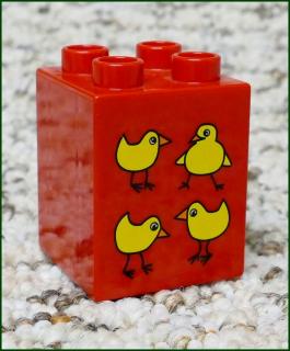 Lego® Duplo® Kostka 2x2x2 Červená - Kuřátka (Lego® Duplo®)