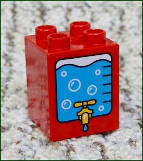 Lego® Duplo® Kostka 2x2x2 Červená - Nádrž s Kohoutem (Lego® Duplo®)