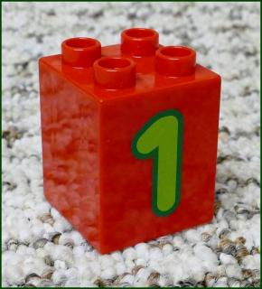 Lego® Duplo® Kostka 2x2x2 Červená - Zelená Jednička (Lego® Duplo®)