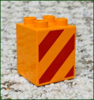 Lego® Duplo® Kostka 2x2x2 Oranžová - Červené Pruhy (Lego® Duplo®)