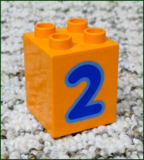 Lego® Duplo® Kostka 2x2x2 Oranžová - Modrá Dvojka (Lego® Duplo®)