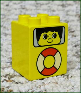 Lego® Duplo® Kostka 2x2x2 Žlutá - Obličej a Kruh (Lego® Duplo®)