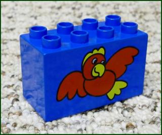 Lego® Duplo® Kostka 2x4x2 Modrá - Ptáček  (Lego® Duplo®)