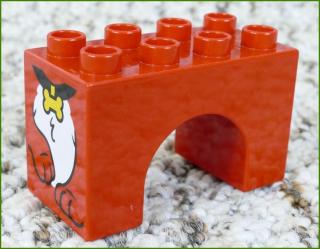 Lego® Duplo® Kostka Podstavec Mostu 2x4 Červený - Obrázek Tlap a Kosti (Lego® Duplo®)