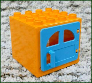 Lego® Duplo® Kostka s Dveřmi 4x4x4 Oranžová - Tyrkys Dveře (Lego® Duplo®)