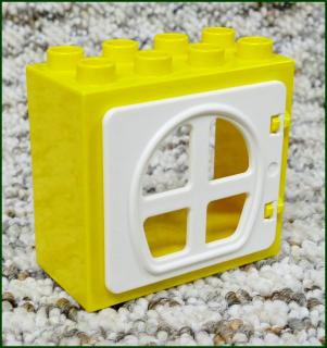 Lego® Duplo® Kostka s Dveřmi Žlutá - Bílá Dvířka s Okny (Lego® Duplo®)