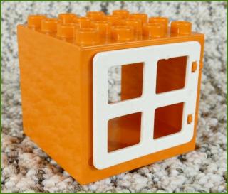 Lego® Duplo® Kostka s Oknem 4x4x4 Oranžová - Bílé Okno (Lego® Duplo®)