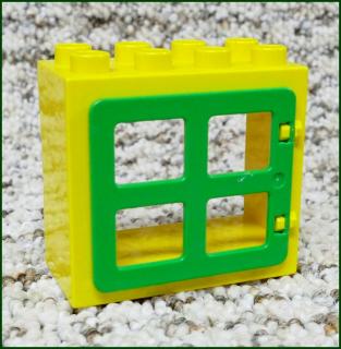 Lego® Duplo® Kostka s Oknem Žlutá - Zelená Okenice Hranatá (Lego® Duplo®)