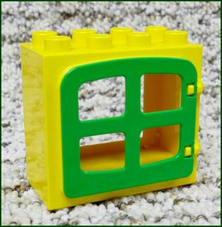 Lego® Duplo® Kostka s Oknem Žlutá - Zelená Okenice Zakulacená (Lego® Duplo®)